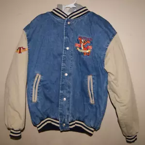 Vntg Disney Tigger Jacket Mens Medium M Denim Varsity Embroidered 90s (ToteCC) - Picture 1 of 17