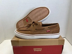 LEVIS MOCCASIN LOW LACE-UP FASHION CASUAL SNEAKERS MEN SHOES BROWN SIZE 9.5 NEW - Picture 1 of 7