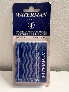 Waterman Blue Fountain Pen Cartridges Pack of 8 Large Size Standard - New Sealed - Picture 1 of 5