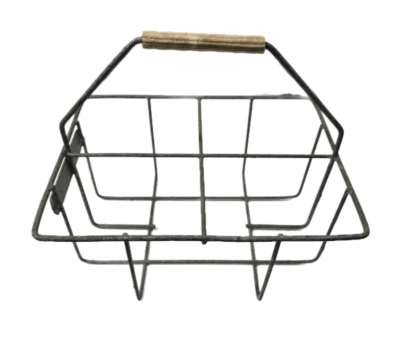 Vintage United Farmers Wire Metal Half Gallon Milk Bottle Carrier Caddy Crate - Image 1 of 4