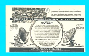 Jet Propulsion Laboratory JPL satellite vintage PRINT AD 1961 aviation Pasadena - Picture 1 of 3