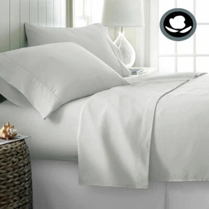 Juego de sábanas 100 % algodón blancas individuales de Hotel Living - Imagen 1 de 2