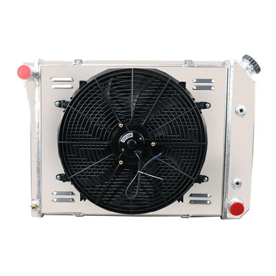 4-ROW RADIATOR+SHROUD FAN FIT 1973-1974 CHEVY NOVA BUICK APOLLO OLDS OMEGA 5.7L Foto 1 de 4