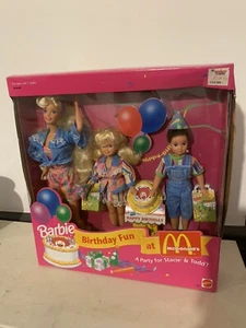 Vintage 1993 BIRTHDAY FUN AT MCDONALD'S Barbie Doll Stacie & Todd #11589 NRFB - Picture 1 of 5
