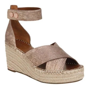Carma Copper Leather Franco Sarto Ankle Strap Wedge Sandal - Picture 1 of 16