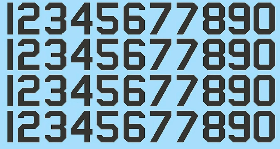 IDC DECALS Startnummern Zahlen schwarz Start Numbers black 10 mm 1:32 Decal Abziehbild 21-2