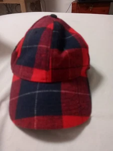 Red Plaid Sweater Hat Adjustable Adult Size OSFA Red Plaid Hat Baseball Cap - Picture 1 of 3