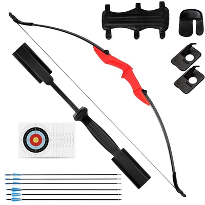 Juego de arco y flecha recurva de derribo 53" 40 lb arco de tiro con arco caza mano derecha izquierda Foto 1 de 4