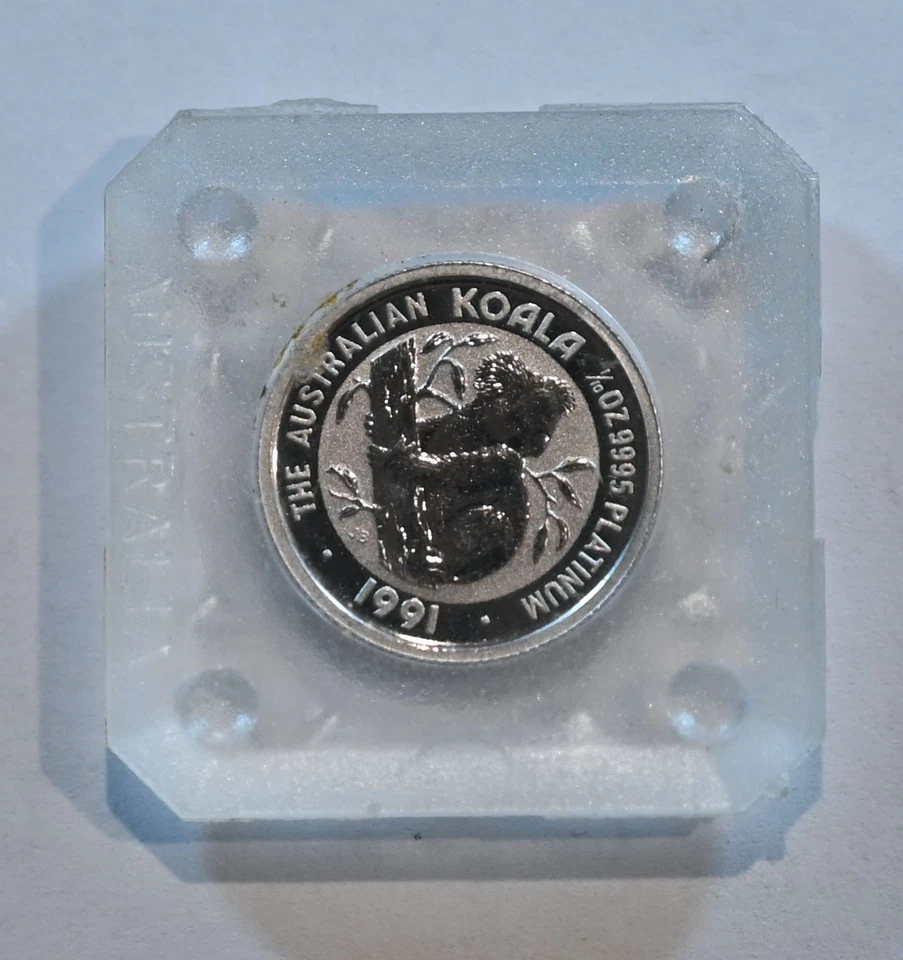 1991   PLATINUM  AUSTRALIA  1/10 oz KOALA $15 original capsule - Image 1 of 2