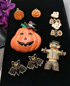 Halloween Schmuck Konvolut Broschen, Ohrringe und Hut/Anstecknadeln - Bild 1 von 2