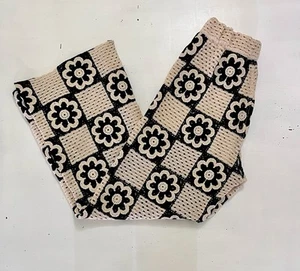 Sandro Nadav Crochet Pants Hippie Patch Flower Sz M Designer - Picture 1 of 7