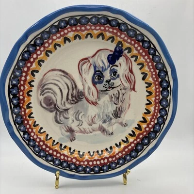 "Plato de cena Anthropologie Nathalie Lete perro pequinés de 10""" Foto 1 de 4
