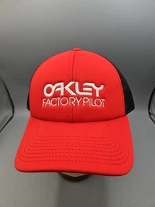 Oakley Mens Factory Pilot Trucker Cap Adjustable Hat Red Black One Size Fits All - Picture 1 of 9