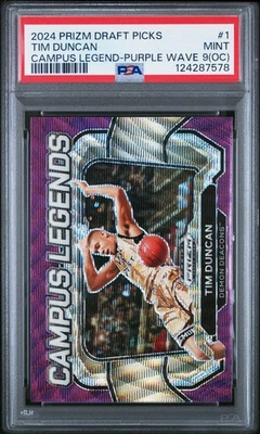 2024 PANINI PRIZM DRAFT PICKS CAMPUS LEGENDS PURPLE WAVE #1 TIM DUNCAN PSA 9 OC - Image 1 of 2