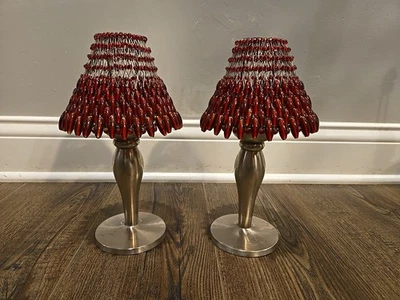 Juego de 2 candelabros de peltre de granero de cerámica vintage con tonos de cuentas Foto 1 de 4