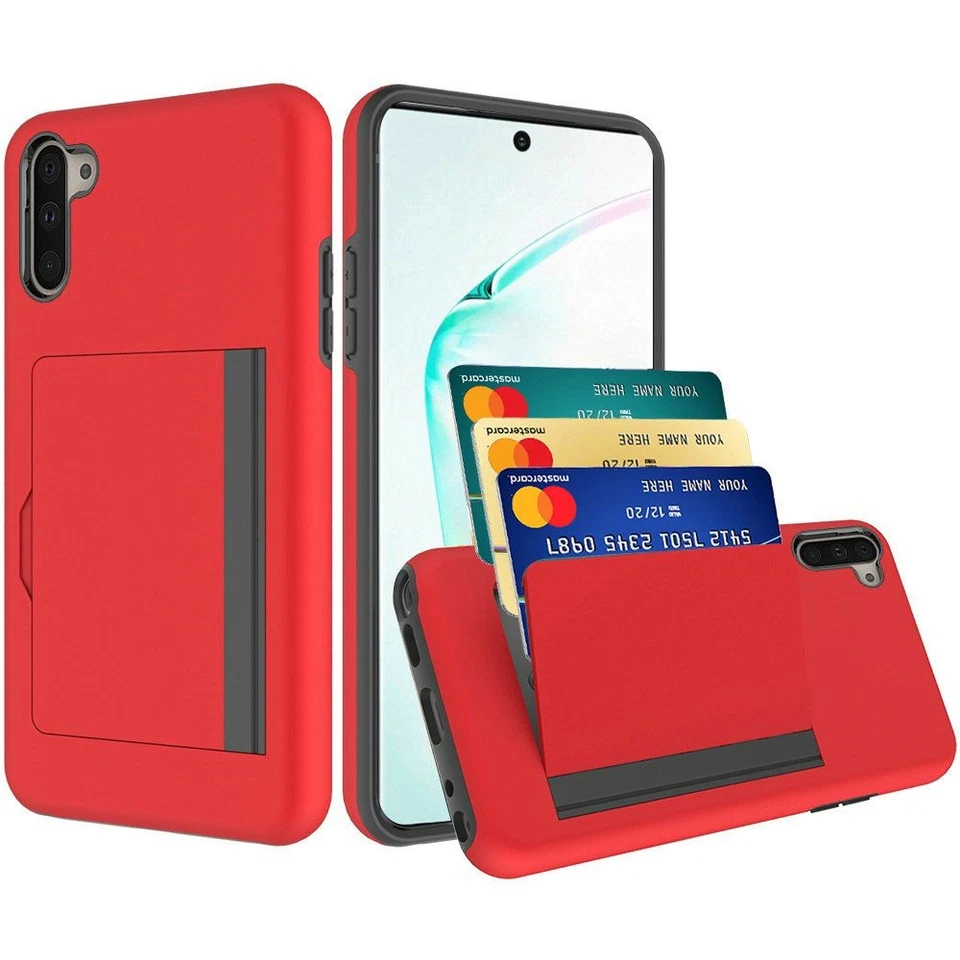 Capa vermelha à prova de choque GSA e suporte para cartão de crédito para Galaxy Note 10 - Imagem 1 de 1