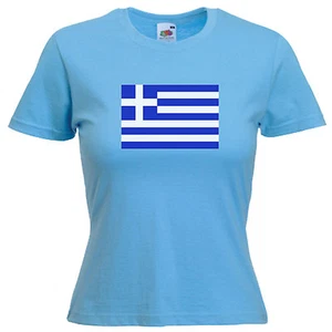 Greece Greek Flag Ladies Lady Fit T Shirt 13 Colours Size 6 - 16 - Picture 1 of 11