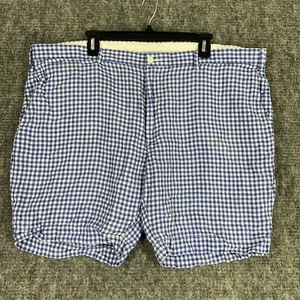 Polo Ralph Lauren Shorts Mens 42 Blue Check Linen Chino Straight Vintage 90s  - Picture 1 of 9