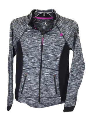 Chaqueta Mandarina Para Mujer Talla S Poliéster/Spandex Tejida Cremallera Completa Blanco y Negro Foto 1 de 4