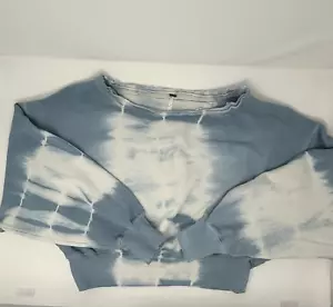 Free People Damen Small Oversized Cropped blau/weiß Batik Sweatshirt - Bild 1 von 8
