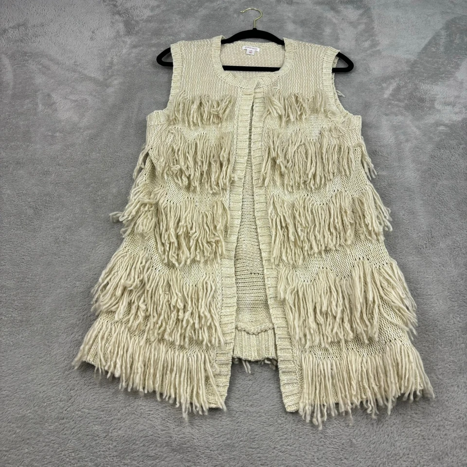 Cárdigan con flecos delanteros abiertos Xhilaration para mujer L beige suroeste boho casa de campo Foto 1 de 4
