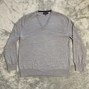Suéter Brooks Brothers Para Hombre XL Gris 100% Lana Merino Hilo Italiano Cuello en V Suave - Imagen 1 de 12