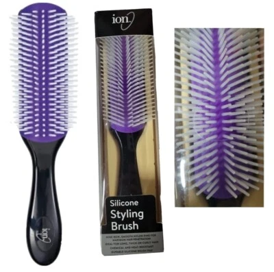 ION Silicone Brush STYLING BRUSH LONG THICK CURLY HAIR BRUSH HEAT RESISTANT  - Image 1 of 4