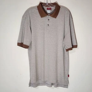 Camisa Polo Oakley Para Hombre Grande Marrón Blanco Rayas Finas Golf Informal Negocios - Imagen 1 de 11