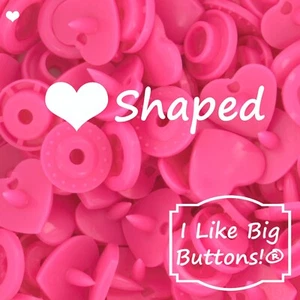 KAM Snaps HEART Shape B47 Neon Pink Plastic Snap Buttons No Sew Sewing Craft - Picture 1 of 11