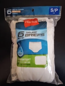 New Hanes 6 Pack Boys SMALL 6-8 Cool Comfort Soft Briefs White Underwear - Picture 1 of 4