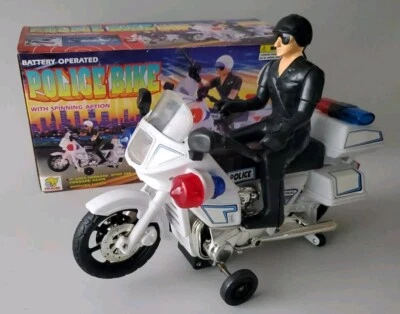 VINTAGE BIKER COP SPINNING SOUND LIGHTS POLICE MOTORCYCLE HIGHWAY PATROL - Image 1 of 4