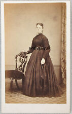CDV YORK LADY AT CHAIR BY NEWELL YORKSHIRE ANTIQUE FASHION PHOTO VICTORIAN