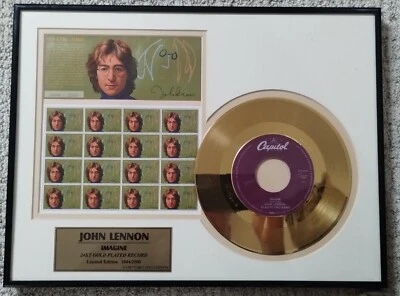 John Lennon Imagine 24kt Gold Record Framed, Numbered FREE SHIPPING Beatles  - Image 1 of 4