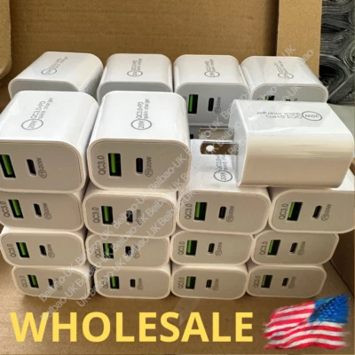 Lote Adaptador Bloque Cargador Pared Rápido USB Tipo C Para iPhone 15 14 13 12 11 XR 20W Foto 1 de 4