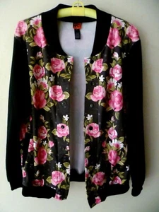 Women's Mr. Gugu & Miss Go Rose - Size S Bomber Jacket Pink Roses Multicolored - Picture 1 of 7