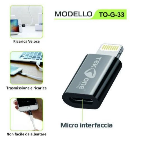ADATTATORE CONVERTITORE OTG da MICRO USBA a IPHON IPAD CONNETTORE COMPUTER - Immagine 1 di 1