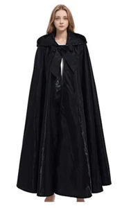 Unisex Hooded Cloak Robe Costume Fancy Dress Black - (FD86) - Picture 1 of 2