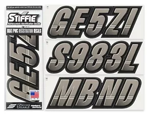STIFFIE Techtron TT21 Boat PWC Letter Number Decal Registration CHARCOAL BLACK - Picture 1 of 10