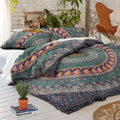 Juego de cama edredón/edredón/doona funda cama king size mandala hippie gitana India Foto 1 de 2
