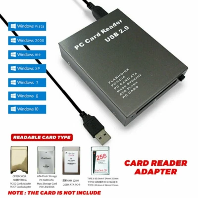 B 2.0 to PC ATA PCMCIA Adapter Flash Disk Memory Card Reader Plug & Play US - Image 1 of 4