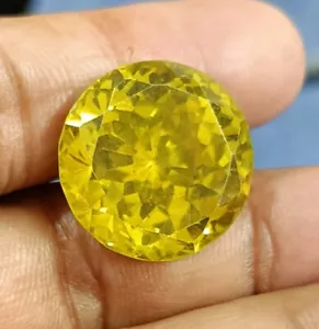 64.55 CT Natural Cambodia Zircon Greenish Yellow Round Shape A++ Loose Gemstones - Picture 1 of 8