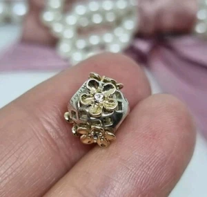Genuine Chamilia Silver & 14k Gold Flower Lattice Charm CHAM 925 585 π R43b - Picture 1 of 8