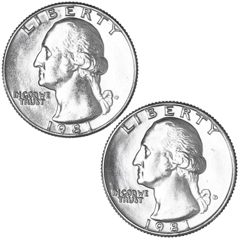1981 P D Washington Quarter BU 2 Coin Year Set Cover