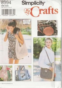 OOP Sewing Pattern Misses Accessories 8994 Crocheted Handbags Purse Tote Clutch - Bild 1 von 1