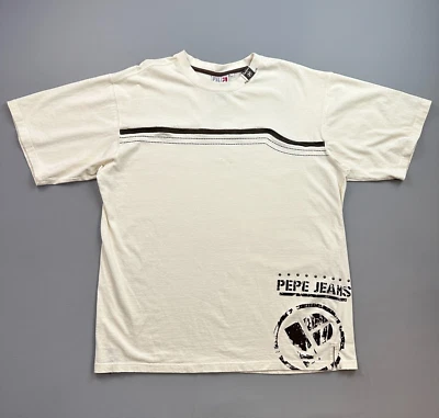 Camisa Pepe Jeans De Colección Para Hombres 2XL Fieltro Crema Logo Hip Hop Ropa de Calle Patín Y2K Foto 1 de 4