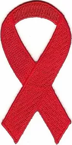 Aids Awareness Red Ribbon Embroidered Iron on Sew on Patch - Picture 1 of 1