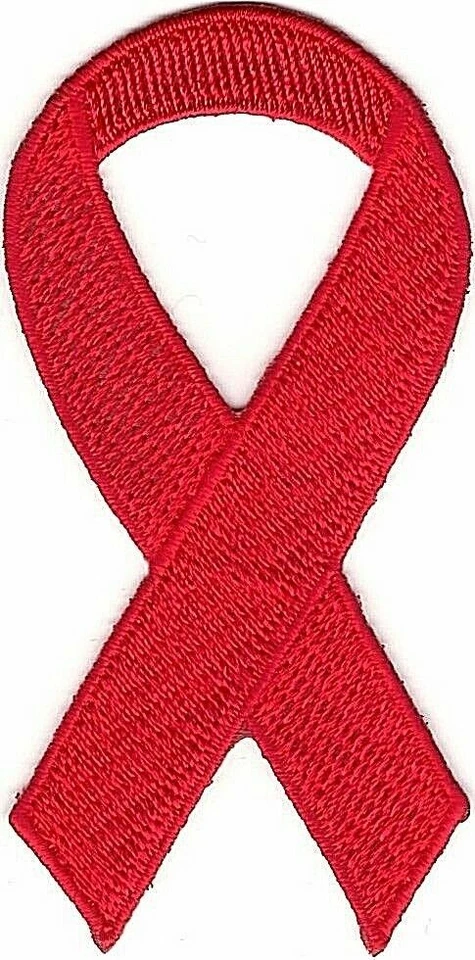 Aids Awareness Red Ribbon Embroidered Iron on Sew on Patch - Image 1 of 1