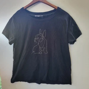 T-shirt donna Jane + Delancey Bulldog francese taglia L arte con perline - Foto 1 di 9