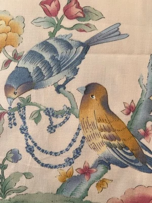 Fabric VTG Anna Ruben Rococo Cartouche Bouquet Bird Jewelry Lace Scrolls 68 x 55 - Image 1 of 4