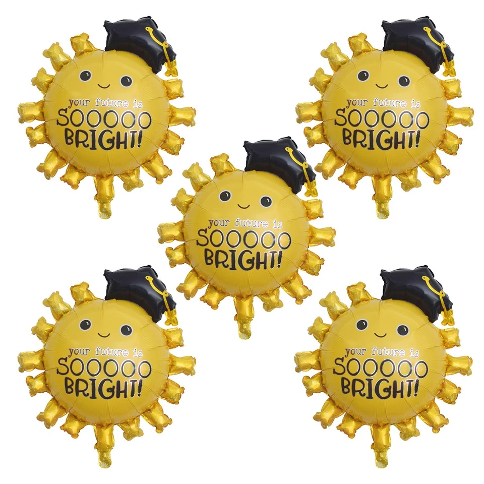 Globos de fiesta de graduación Globos de lámina de sol dorados de 30 pulgadas Sonrisa Sol Mylar Ball... Foto 1 de 4